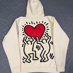 Keith Haring x Shoe Palace Collab Embroidered Graphic Hoodie SZ Small Baggy Fit